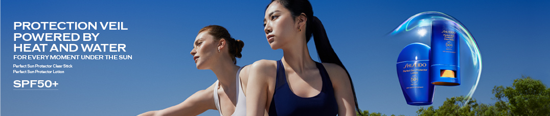 PROTECTION VEIL POWERED BY HEAT AND WATER FOR EVERY MOMENT UNDER THE SUN. Perfect Sun Protector Clear Stick / Perfect Sun Protector Lotion. SPF50+